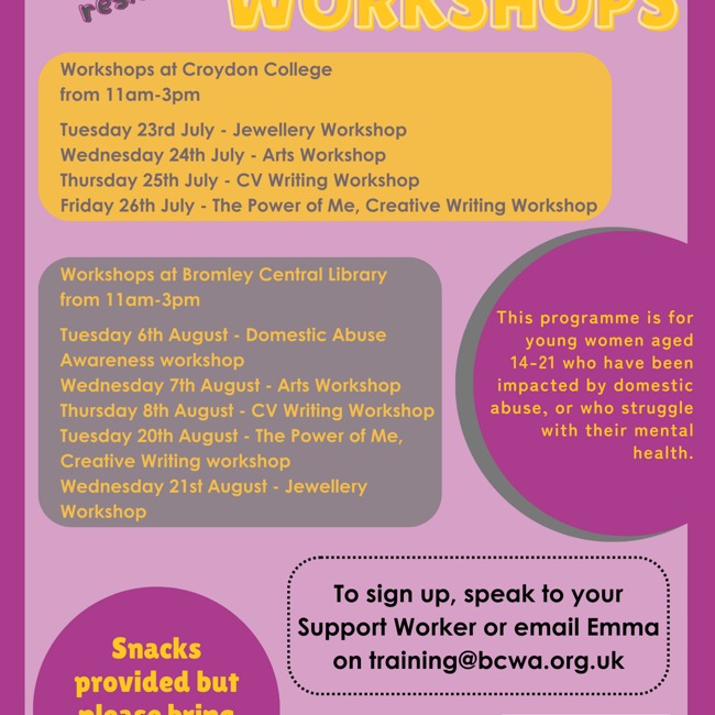 BCWA Workshops for Young People - FREE!
