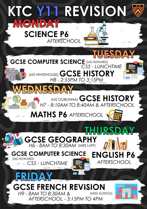 KTC Y11 Revision Clubs Poster