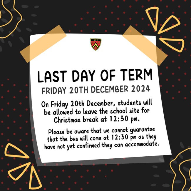 Last Day of Term 2 - Friday 20th December