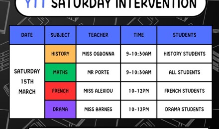 Y11 Saturday Intervention (15th)