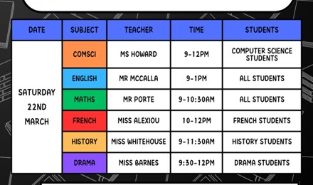 Y11 Saturday Intervention (22nd)