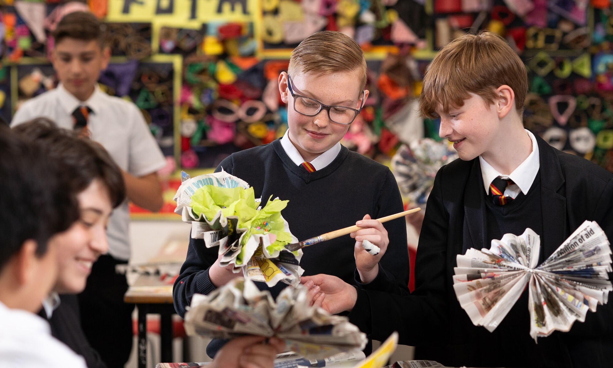 Two students during Art class developing their creative ability